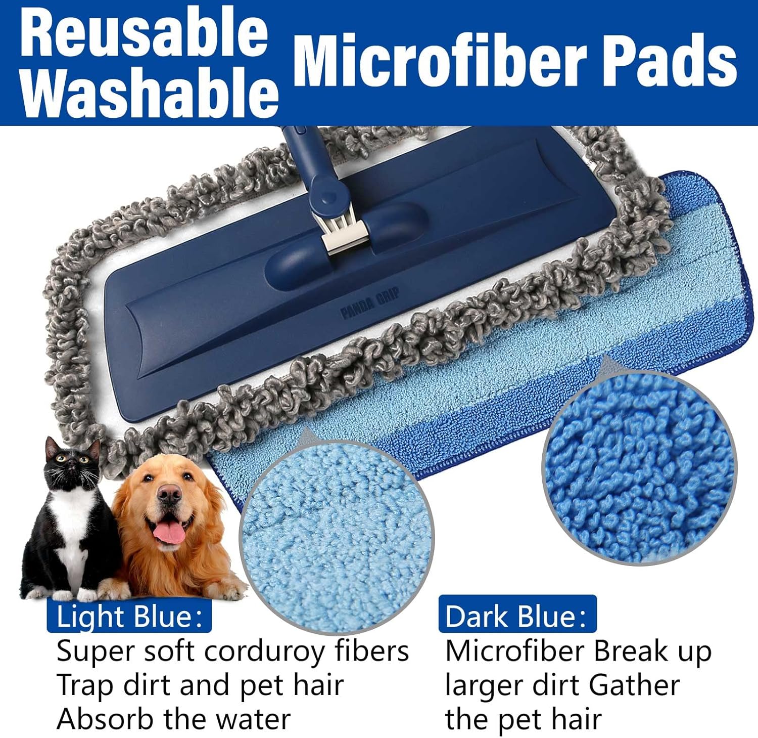 Panda Grip Wet Spray Mop with 14 oz Refill and 3 Microfiber Pads