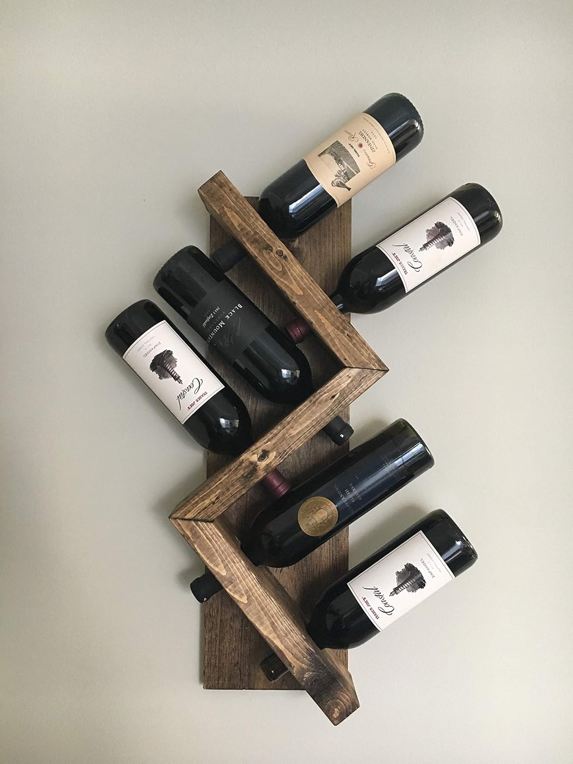 Zig Zag Wine Rack Wall Mounted - Dark Walnut