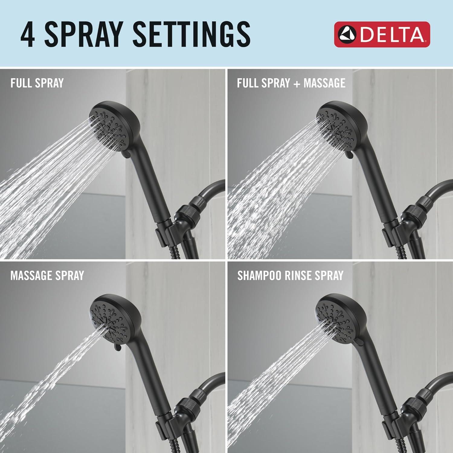 Delta 4-Spray Handheld Shower Head Matte Black