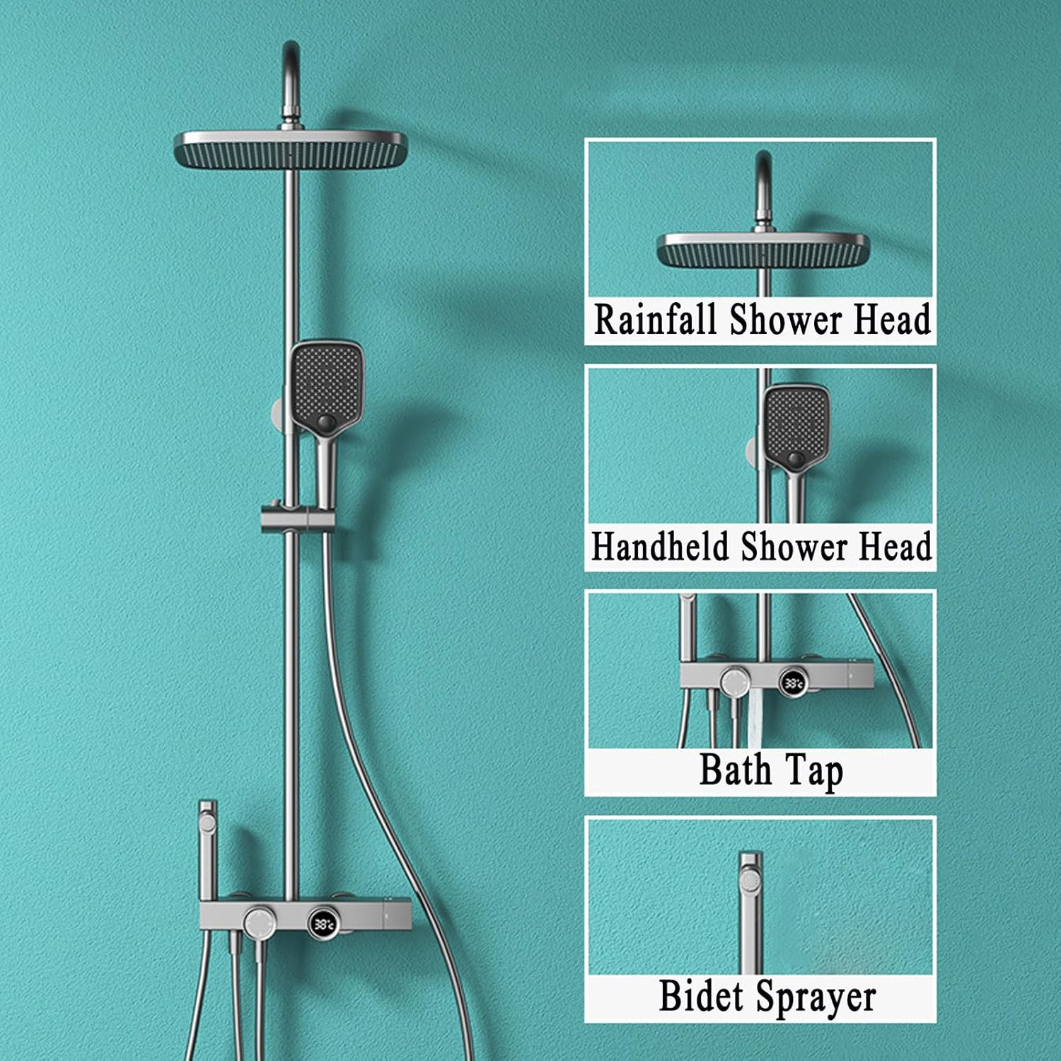 Digital Display Shower Faucet Set with 4 Functions 1
