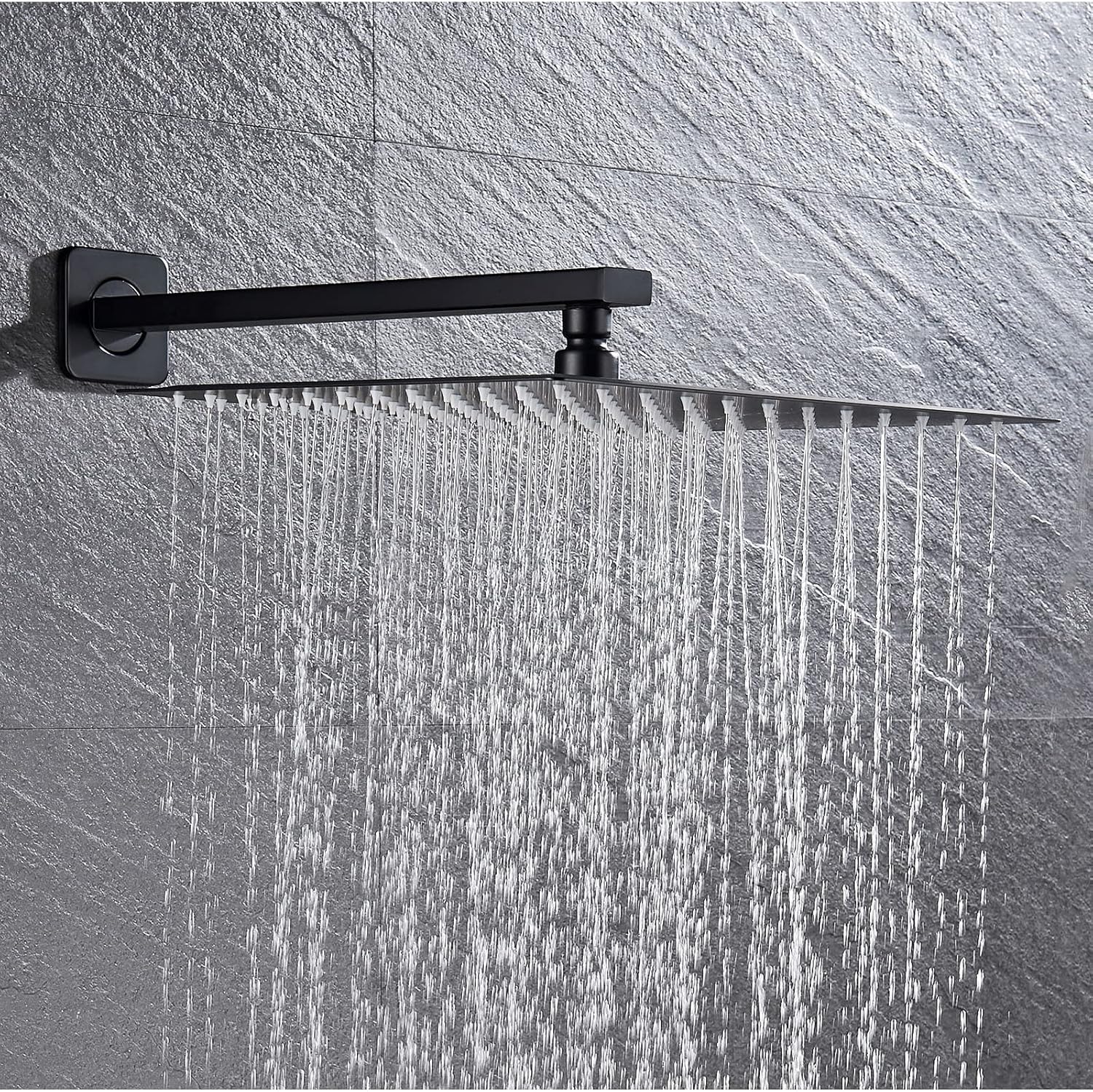 Black Rain Shower System with Brass Thermostatic Faucet Set