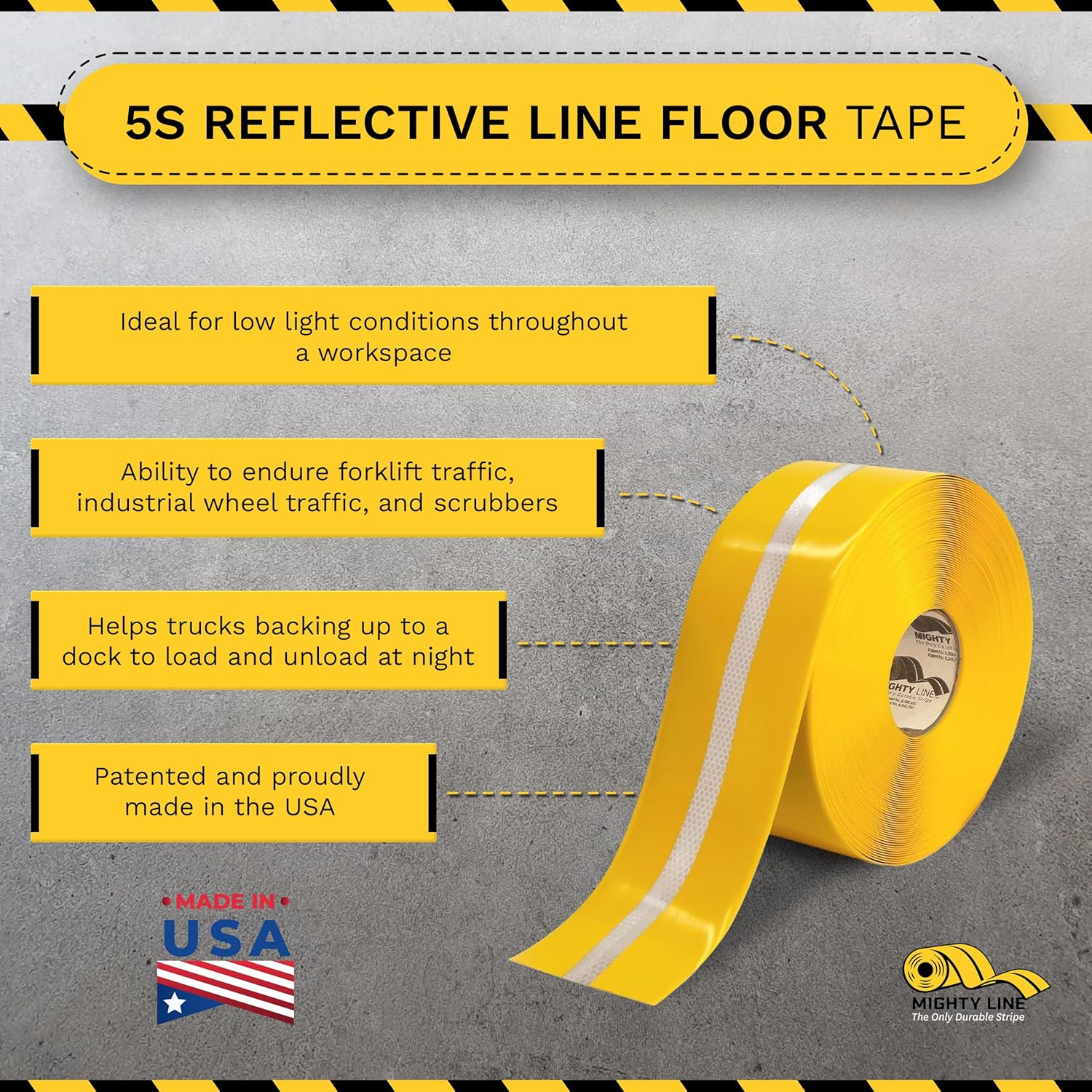 Mighty Line Reflective Floor Tape 4 75 Roll