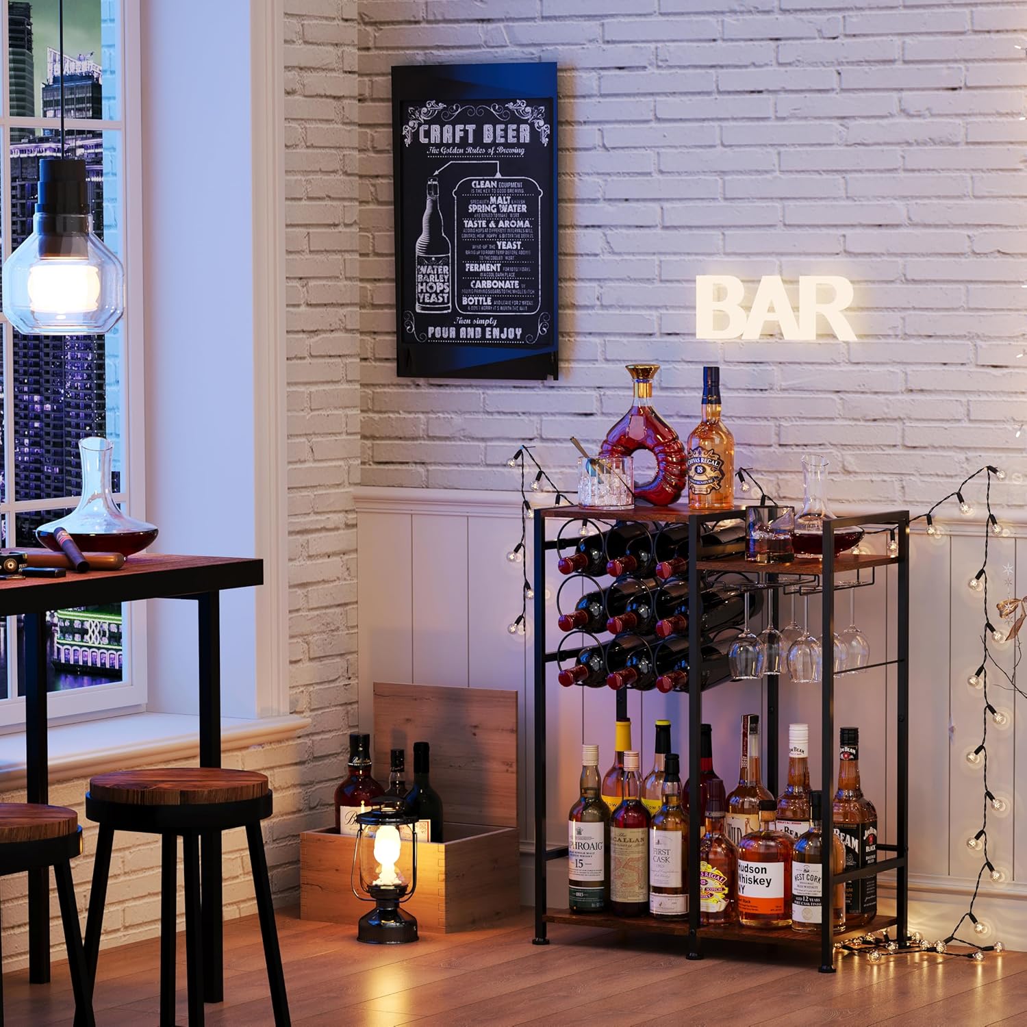 Bosimeca Freestanding Wine Rack with 9-Bottle Capacity