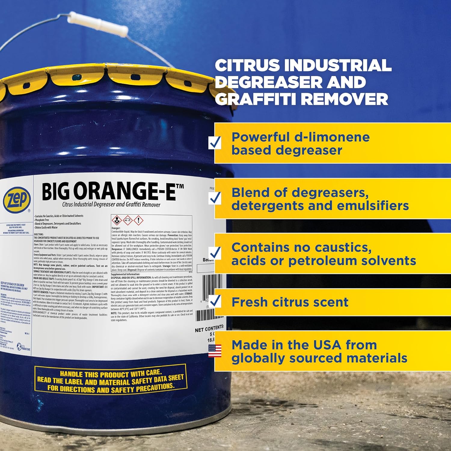 Zep Big Orange-E Heavy-Duty Citrus Degreaser 5 Gallon 1