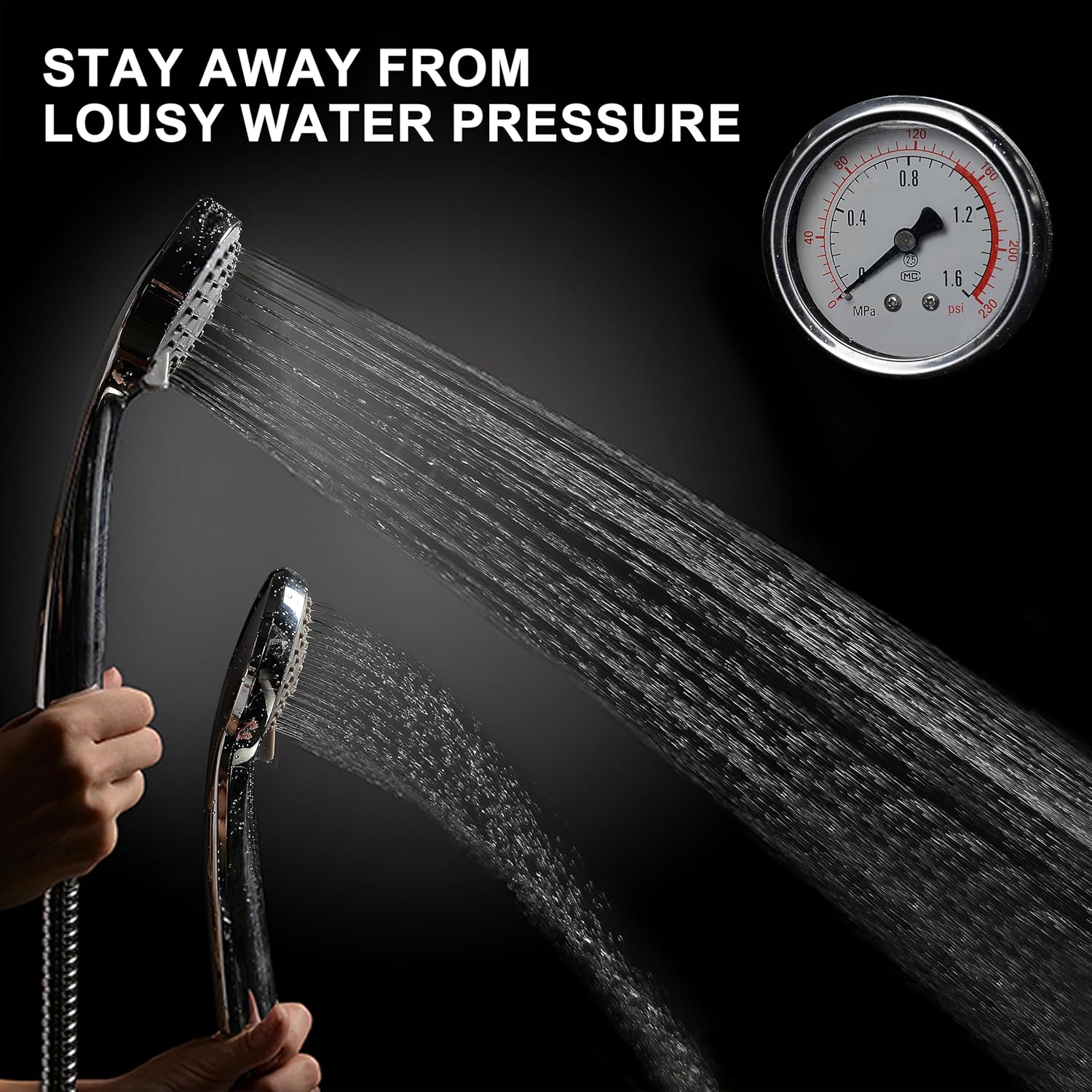 HO2ME High Pressure Handheld Shower Head with 79 Hose and Chrome Finish