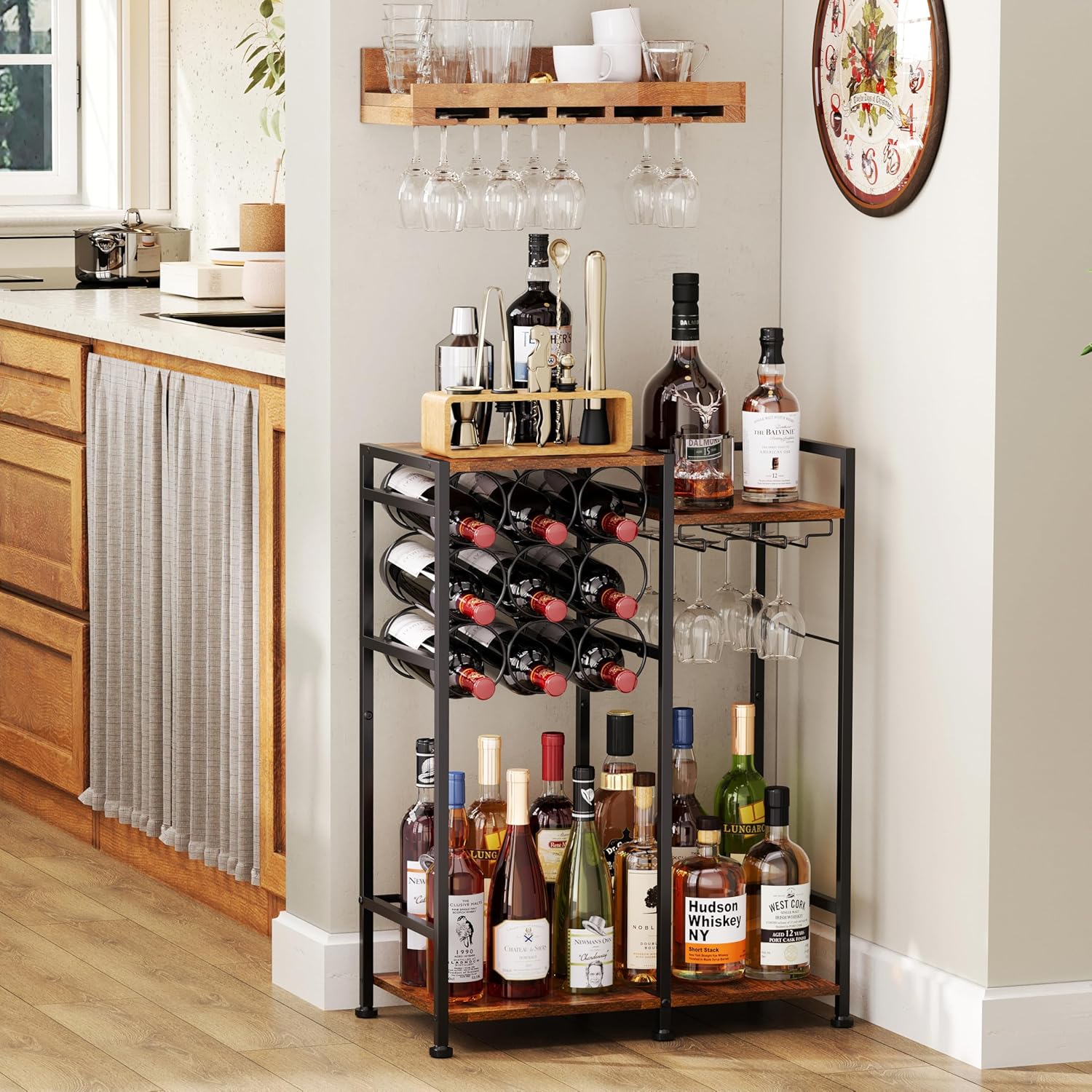 Bosimeca Freestanding Wine Rack with 9-Bottle Capacity