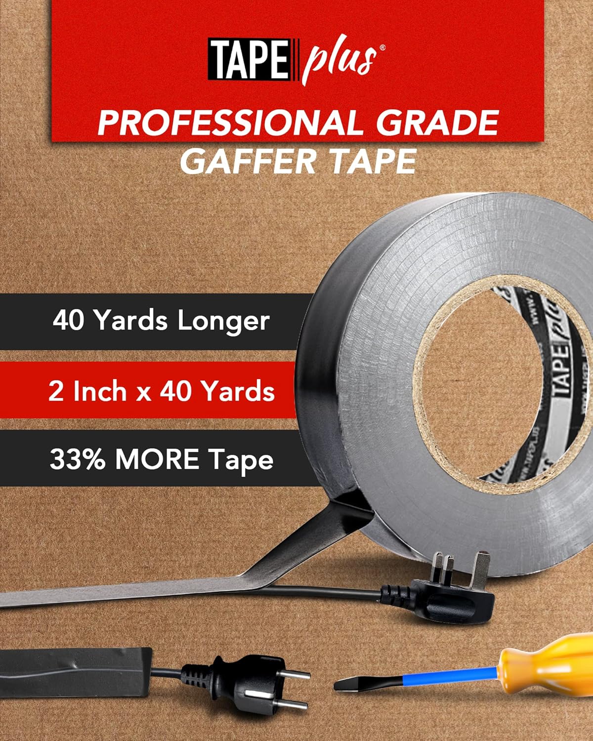4 Pack Gaffer Tape - 2in x 40 Yards Black Non-Reflective Tape