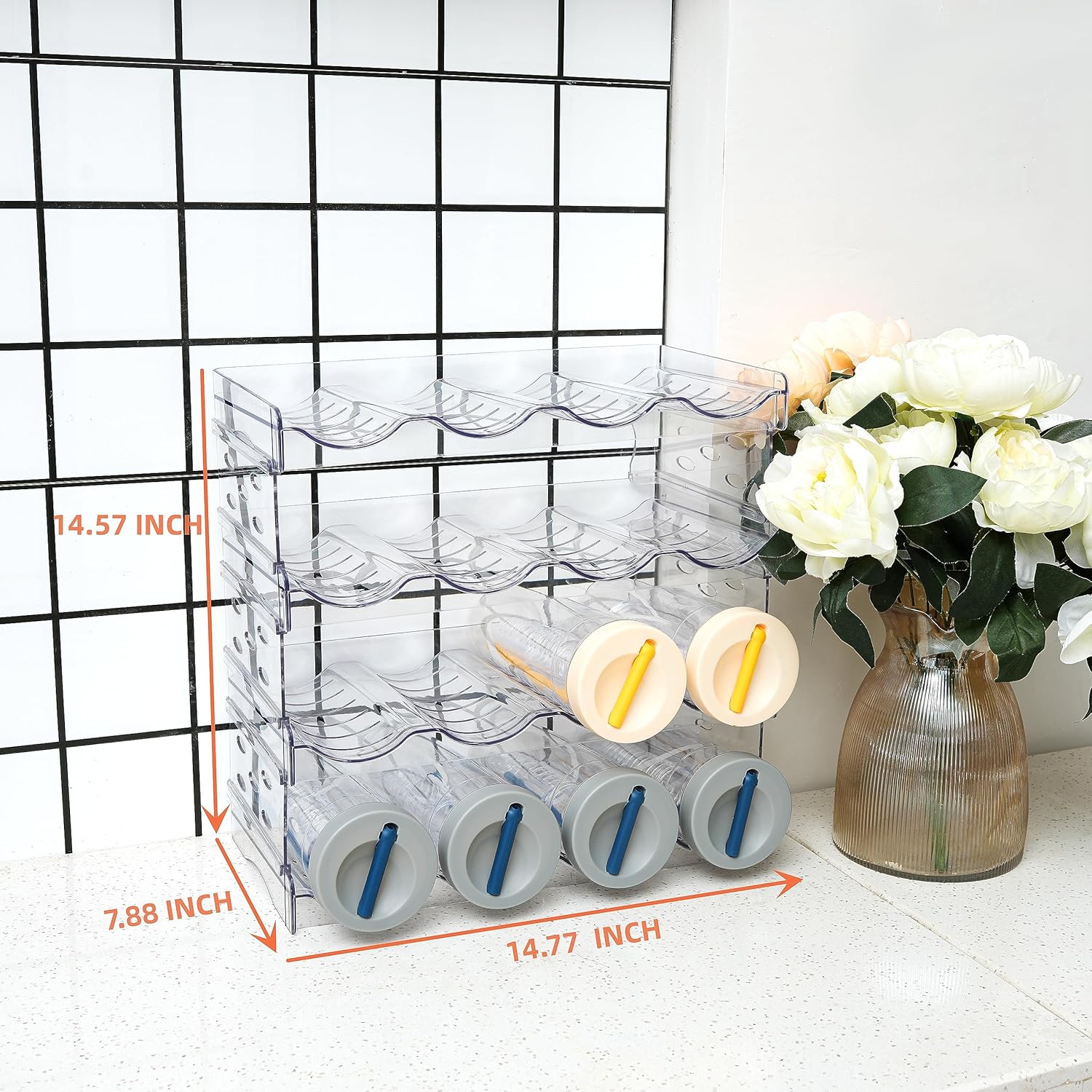 IEEK 4-Tier Stackable Water Bottle Holder for Kitchen