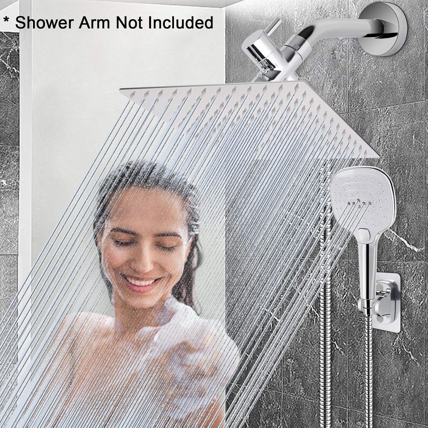 NearMoon Handheld Shower Head with 12 Inch Hose and 3 Spray Settings